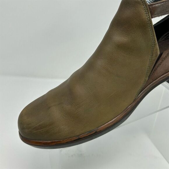 NAOT Kamsin Brown & Olive Green Leather Heeled Ankle Boots Size 41 Casual - Picture 4 of 14